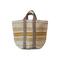 Hello Honey® 24" Cream & Yellow Stripe Jute & Cotton Tote Bag Handles